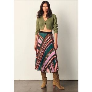Ba&sh Uhendy Striped Pleated Midi Skirt Multicolor Size Small